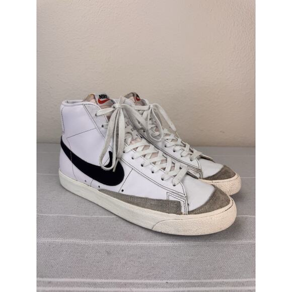 Men’s Nike Blazer Mid 77 Vintage Style Lace Up Leather Sneakers White Black 10 main image 7